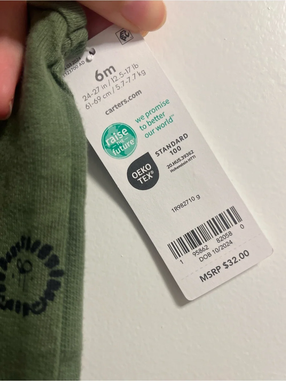 Carter's Green 'Roar-some Dude' Baby Vest - 6M